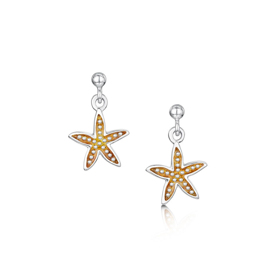 Starfish Sterling Silver with Enamel Drop Earrings - EE0251