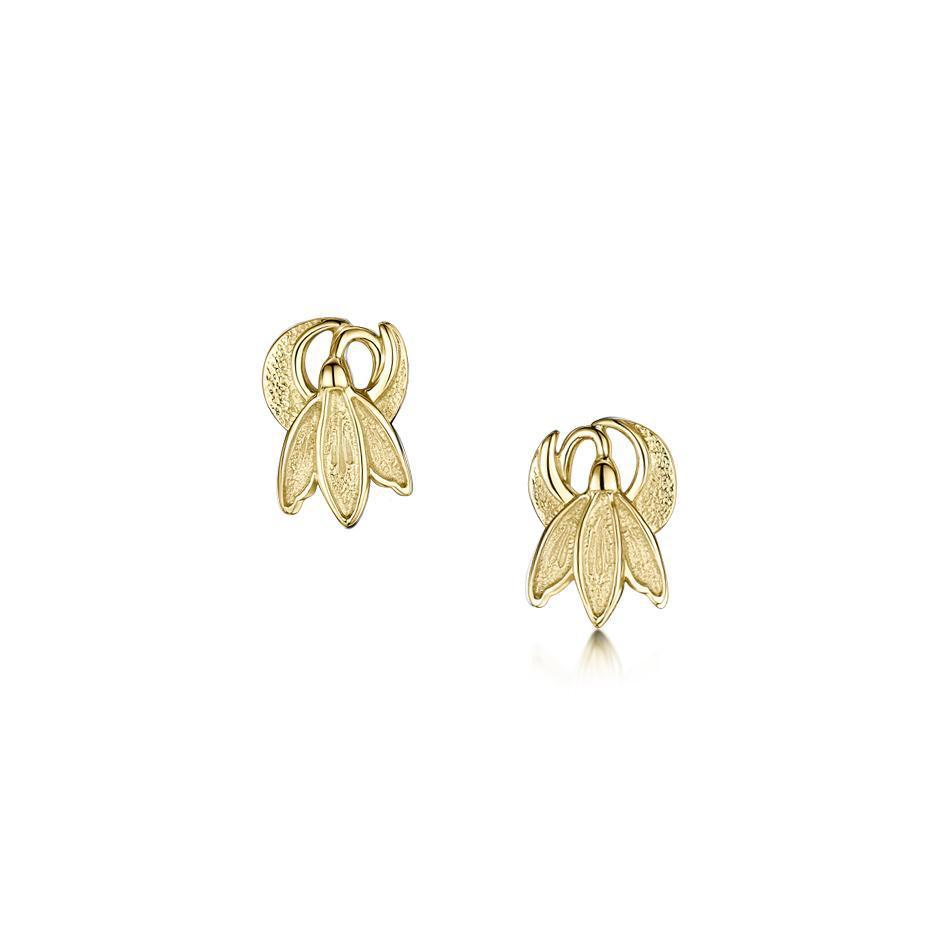 9 Carat Gold Snowdrop Earrings - E0226-Ogham Jewellery