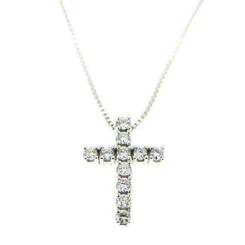 9 Carat White Gold and Diamond Cross-Ogham Jewellery