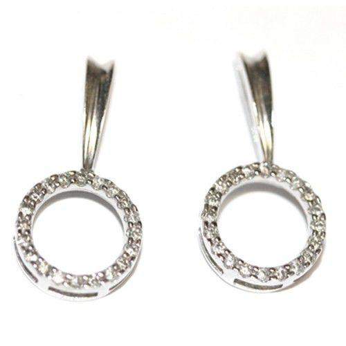 9 Carat White Gold Circle Diamond Earrings-Ogham Jewellery