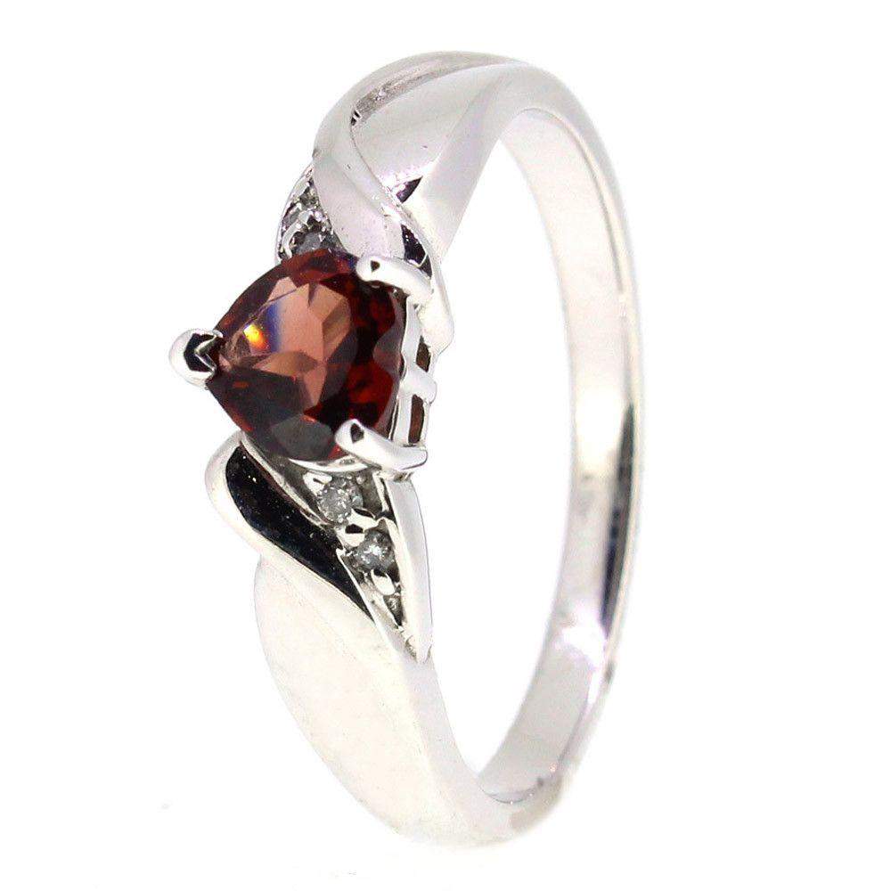 9 Carat White Gold Diamond and Garnet Dress Ring - Ogham Jewellery 9 Carat White Gold Diamond and Garnet Dress Ring - Ogham Jewellery
