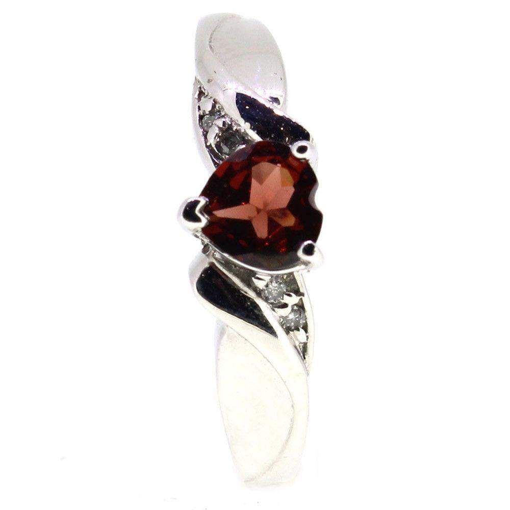 9 Carat White Gold Diamond and Garnet Dress Ring-Ogham Jewellery