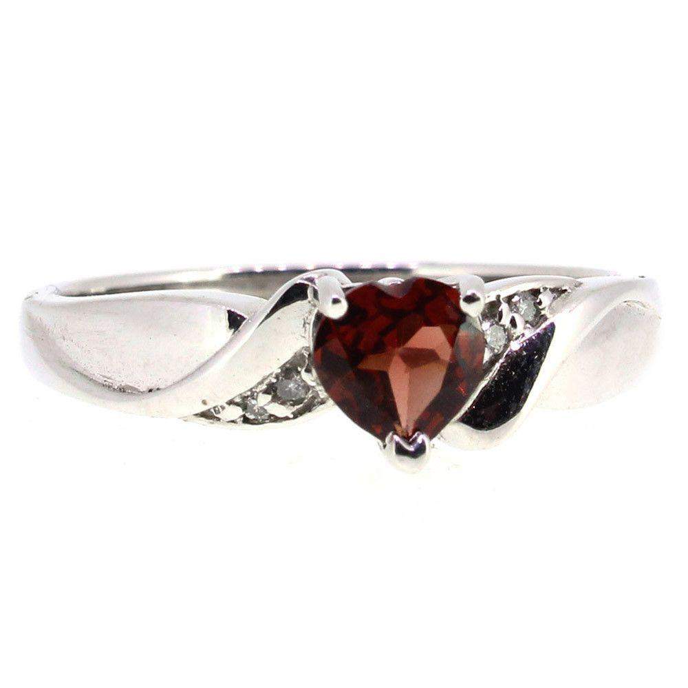9 Carat White Gold Diamond and Garnet Dress Ring-Ogham Jewellery