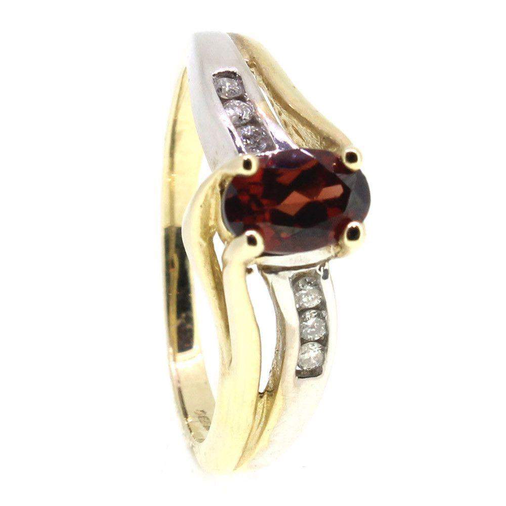 9 Carat yellow Gold Diamond and Garnet Dress Ring - Ogham Jewellery 9 Carat yellow Gold Diamond and Garnet Dress Ring - Ogham Jewellery