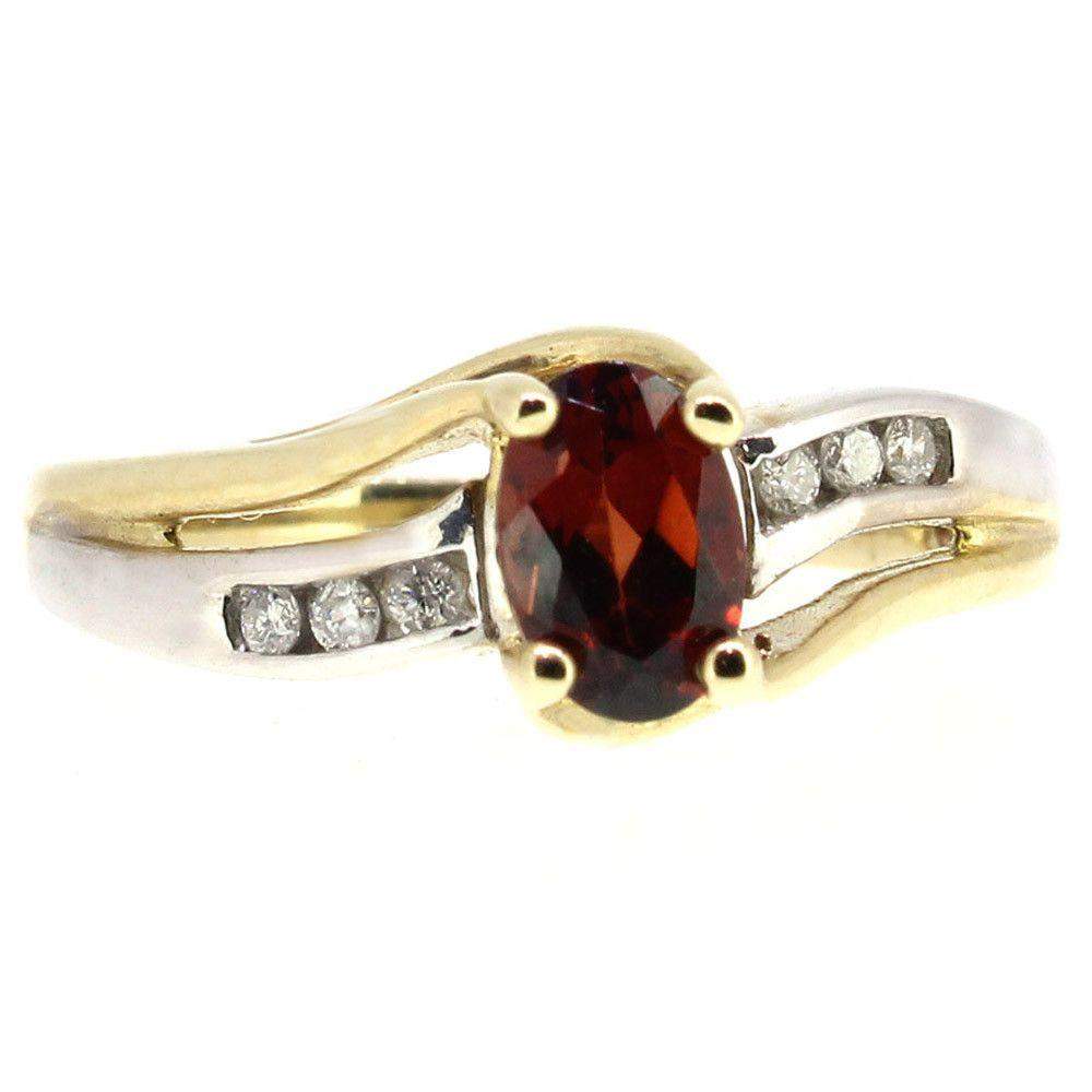 9 Carat yellow Gold Diamond and Garnet Dress Ring-Ogham Jewellery