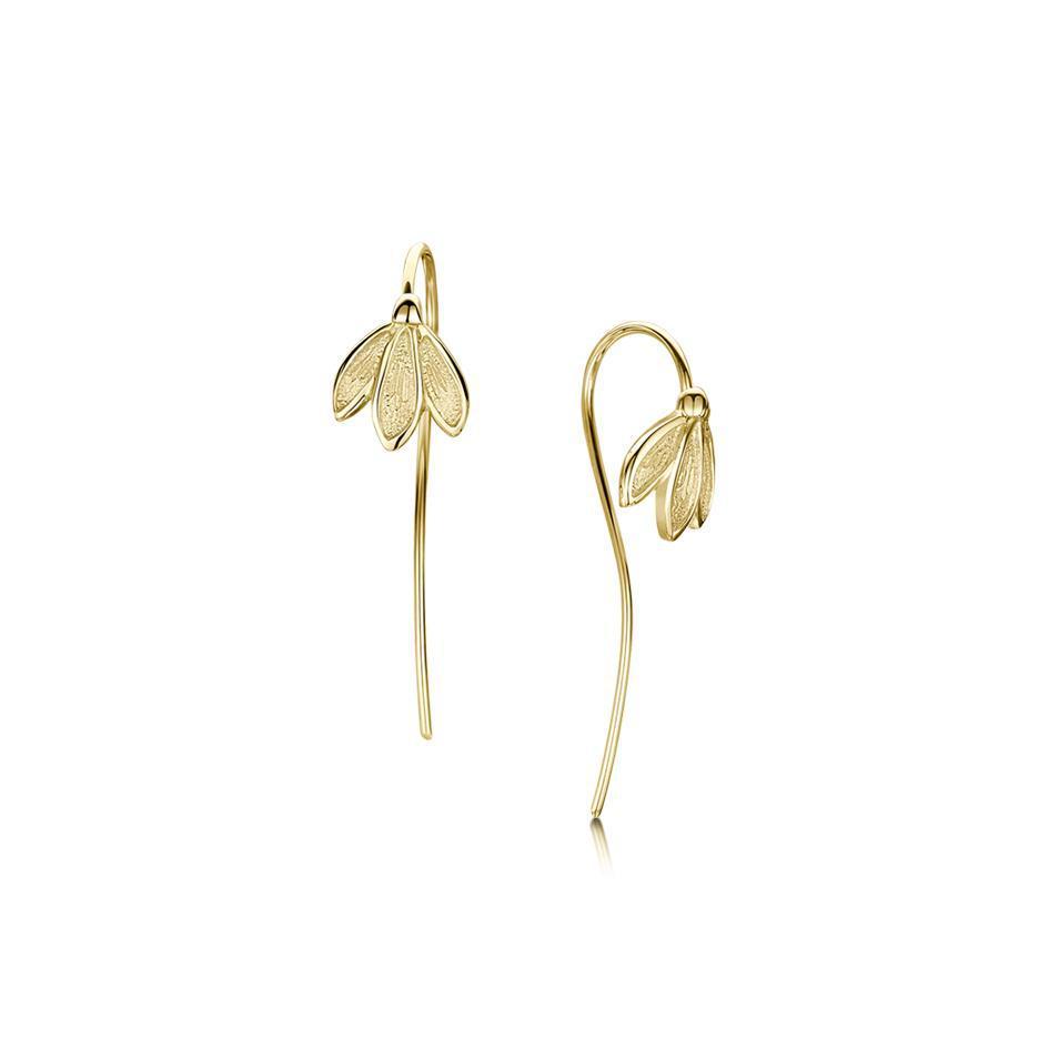 9 Carat Yellow Gold Snowdrop Earrings - E226-Ogham Jewellery