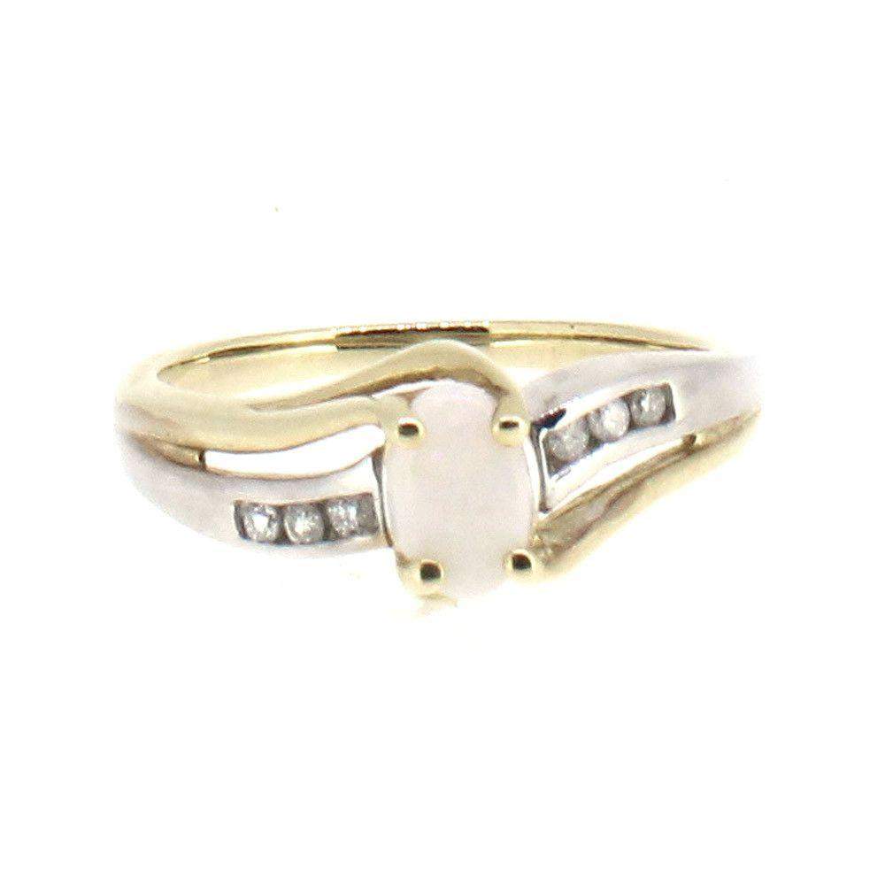 9 Ct Yellow Gold Opal And Diamond Ring 51t37-Ogham Jewellery