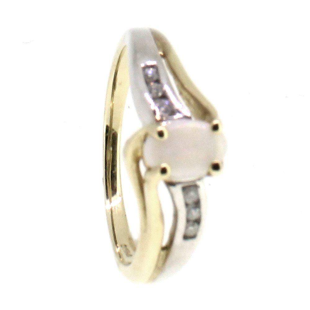 9 Ct Yellow Gold Opal And Diamond Ring 51t37-Ogham Jewellery