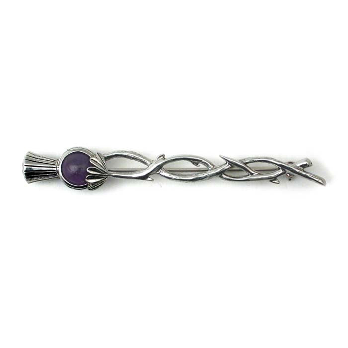 Twisted Thistle And Amethyst Kilt Pin - 923A