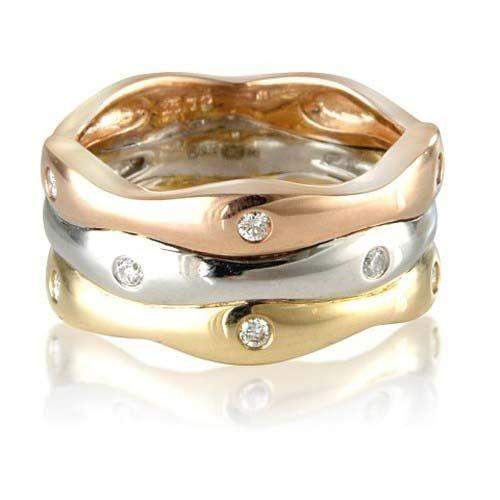 9ct 3 Colour Gold Ring with Diamonds - MM1S72D-Ogham Jewellery