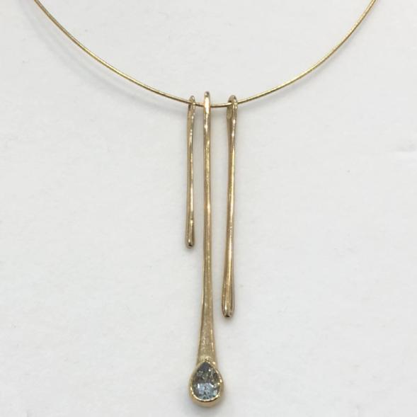 9ct Gold And Aquamarine Necklet - GCP237-Ogham Jewellery