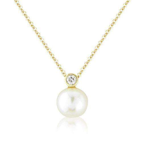 9ct Gold Diamond and Pearl Necklet - MM2V08DCP-Ogham Jewellery
