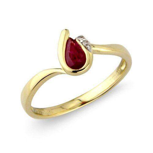 9ct Gold Diamond Ruby Dress Ring - MMCH038-1YDRU-Ogham Jewellery