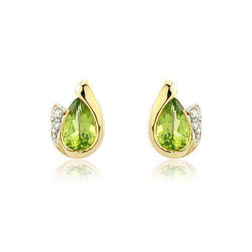 9ct Gold Peridot Earrings - MMCH038-7YDPER-Ogham Jewellery