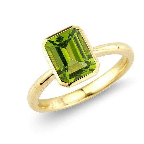 9ct Gold Peridot Ring - MMCH075-1YPER-Ogham Jewellery