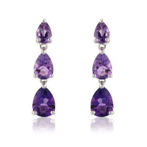 9ct White Gold Amethyst Drop Earrings MM8A62WAM-Ogham Jewellery