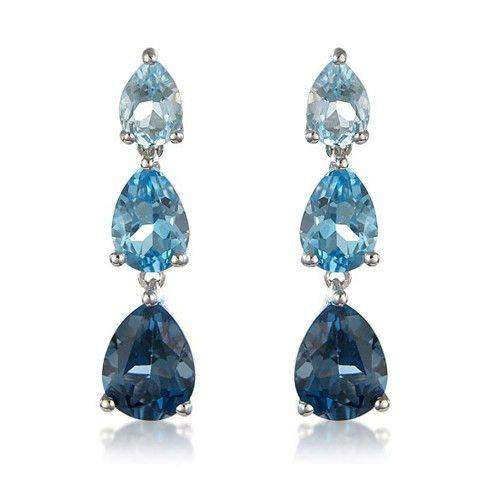 9ct White Gold Blue Topaz Drop Earrings - MM8A62WBT-Ogham Jewellery