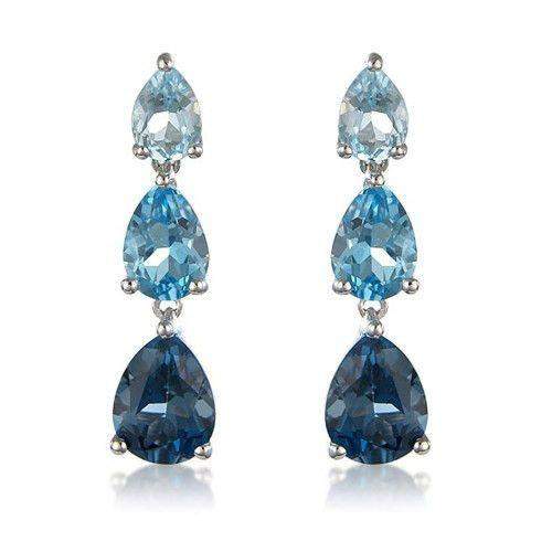 9ct White Gold Blue Topaz Drop Earrings - MM8A62WBT-Ogham Jewellery