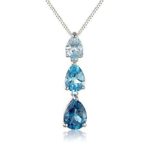 9ct White Gold Blue Topaz Pendant 6N87WBT-Ogham Jewellery