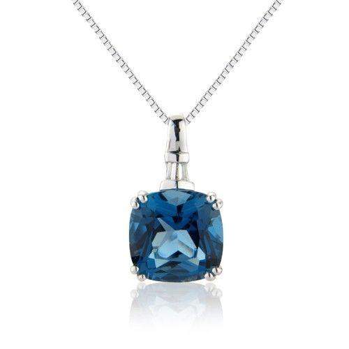9ct White Gold Diamond and Blue Topaz Pendant - MM6J88WDBT-Ogham Jewellery