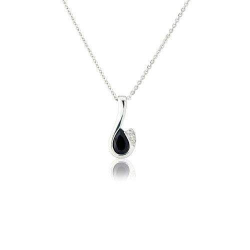 9ct White Gold Diamond and Sapphire Necklet - MMCH038-6WDSA-Ogham Jewellery