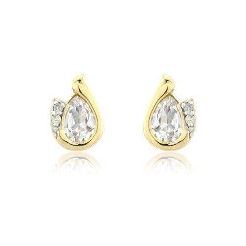 9ct White Gold Diamond and White Topaz Earrings - MMCH038-7YDTZ-Ogham Jewellery