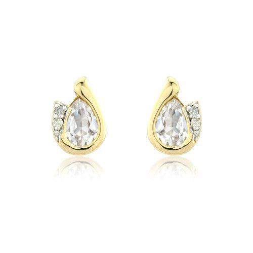 9ct White Gold Diamond and White Topaz Earrings - MMCH038-7YDTZ-Ogham Jewellery