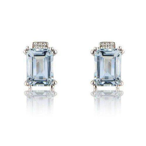 9ct White Gold Diamond, Aquamarine Earrings MM7893WDAQ-Ogham Jewellery