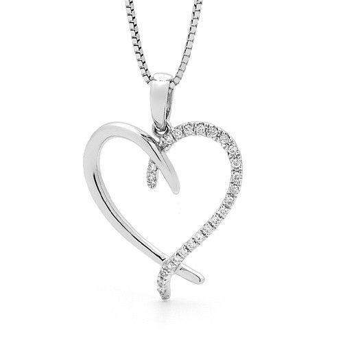 9ct white gold diamond heart pendant deals