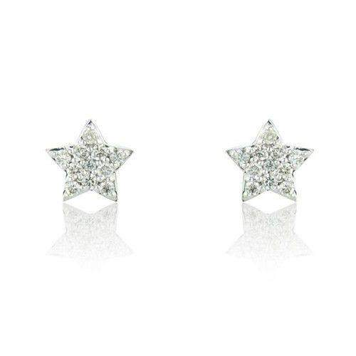 9ct White Gold & Diamond Star Earrings - MM8D23WD-Ogham Jewellery