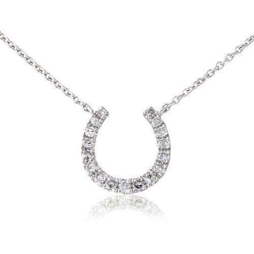 9ct White Gold Horseshoe Necklet With Diamonds - MM2V29WD-Ogham Jewellery