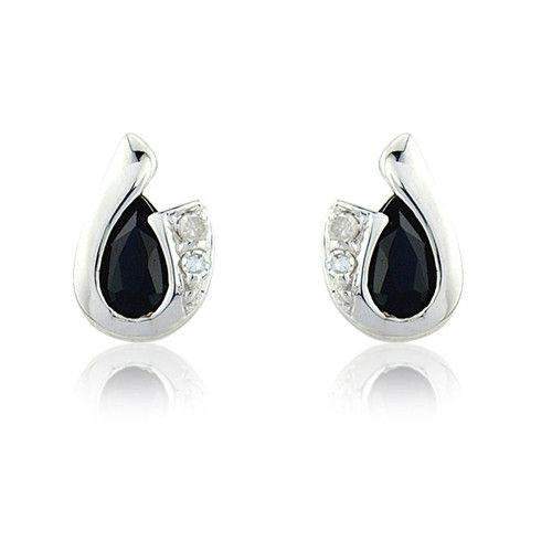 9ct White Gold Sapphire Earrings - MMCH038-7WDSA-Ogham Jewellery