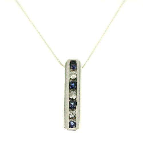 9ct White Gold &amp; Sapphire Pendant 15258-Ogham Jewellery