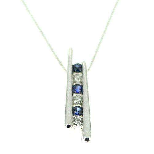 9ct White Gold & Sapphire Pendant-Ogham Jewellery