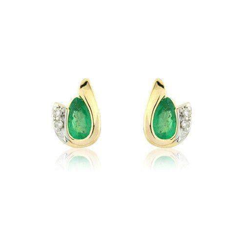 9ct Yellow Gold Emerald Earrings - MMCH038-7YDE-Ogham Jewellery