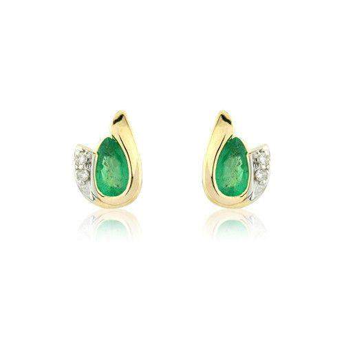 9ct Yellow Gold Emerald Earrings - MMCH038-7YDE-Ogham Jewellery