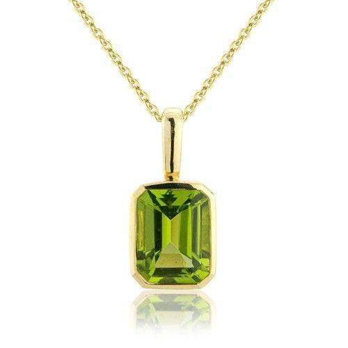 9ct Yellow Gold Large Octagon Peridot Pendant MMCH075-6YPER-Ogham Jewellery