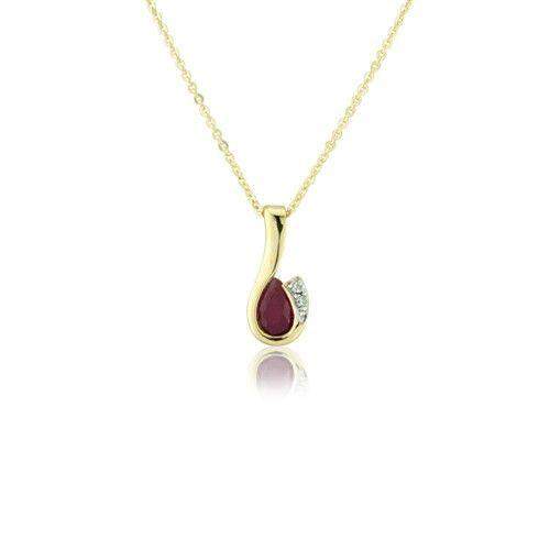 9ct Yellow Gold Ruby Birthstone - MMCH038-6YDRU-Ogham Jewellery