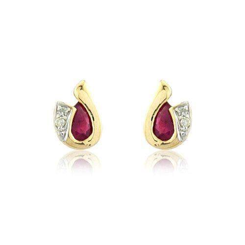 9ct Yellow Gold Ruby Earrings - MMCH038-7YDRU-Ogham Jewellery