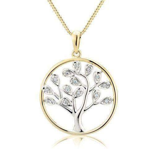 9ct Yellow & White Gold & Diamond Tree of Life Pendant - MM6Q46D-Ogham Jewellery