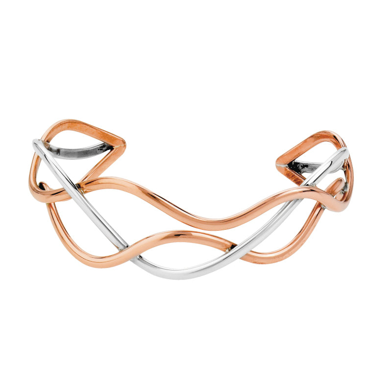 Silver And Copper Wave Bangle - B0402