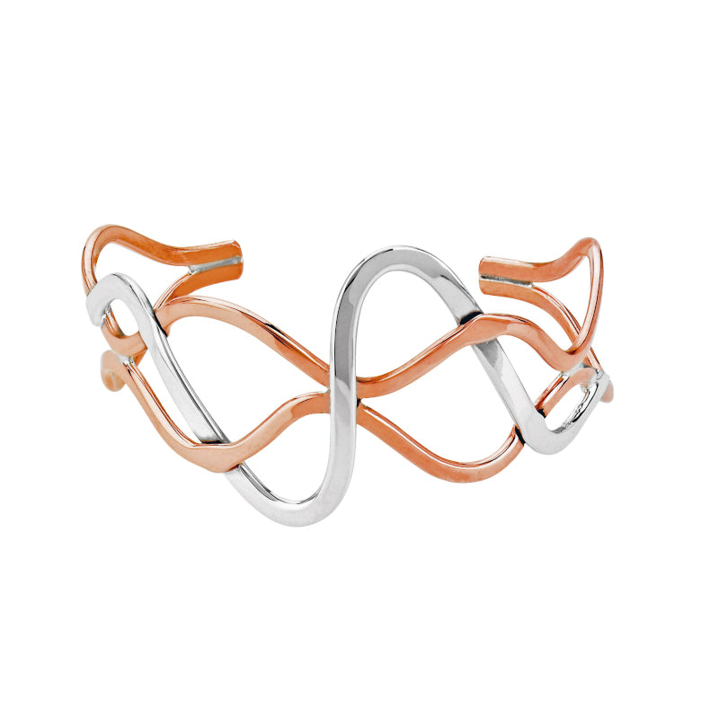 Silver And Copper Wave Bangle - B0411