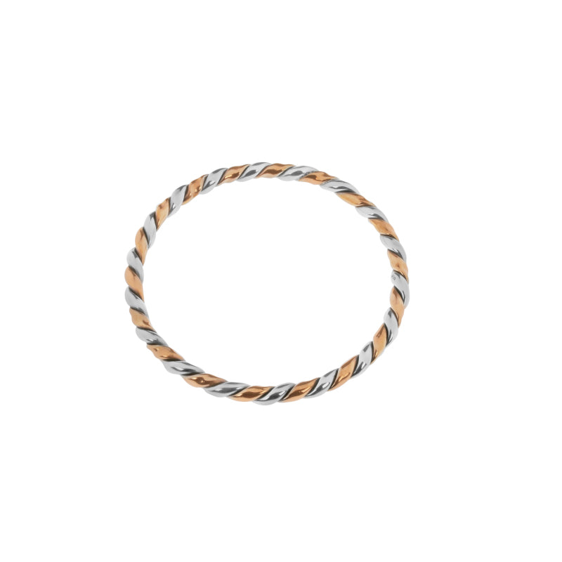 Silver And Copper Twisted Bangle - B0493
