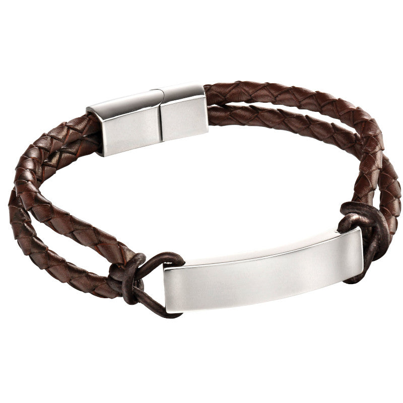 Fred Bennett Woven Leather Bracelet with Hexagon Clasp - B5122