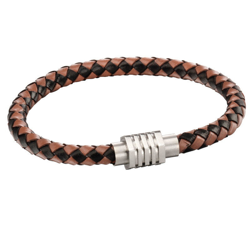 Fred Bennett Woven Leather Bracelet with Hexagon Clasp - B5123