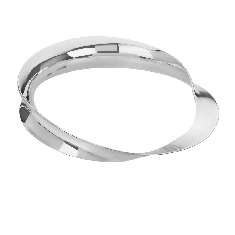 Large Twisted Sterling Silver Bangle - BT0773