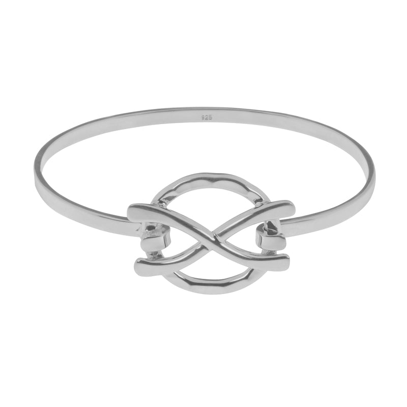 Sterling Silver Bangle With Cross Clasp  - BT2122
