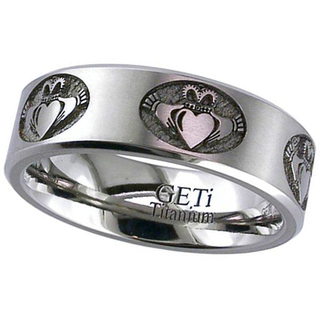 Titanium Carved Claddagh Ring - 2226CH-CLADDAGH2