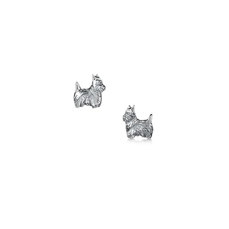 Scottie Dog Sterling Silver or 9ct Yellow Gold Stud Earrings - E281 Sheila Fleet