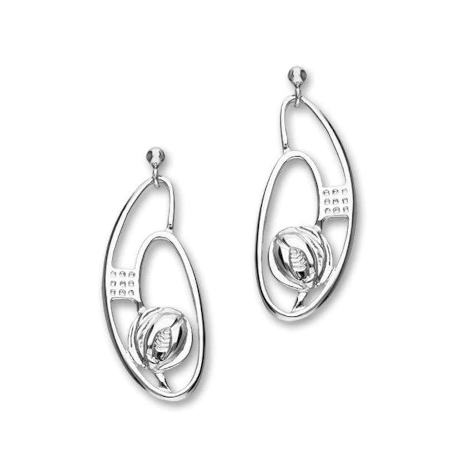 Sterling Silver Mackintosh Drop Earrings - E548